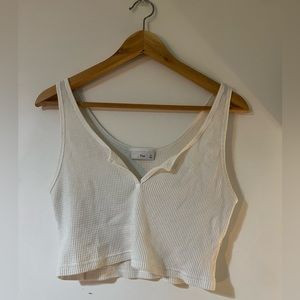 TNA Cropped White Waffle Natch Tank